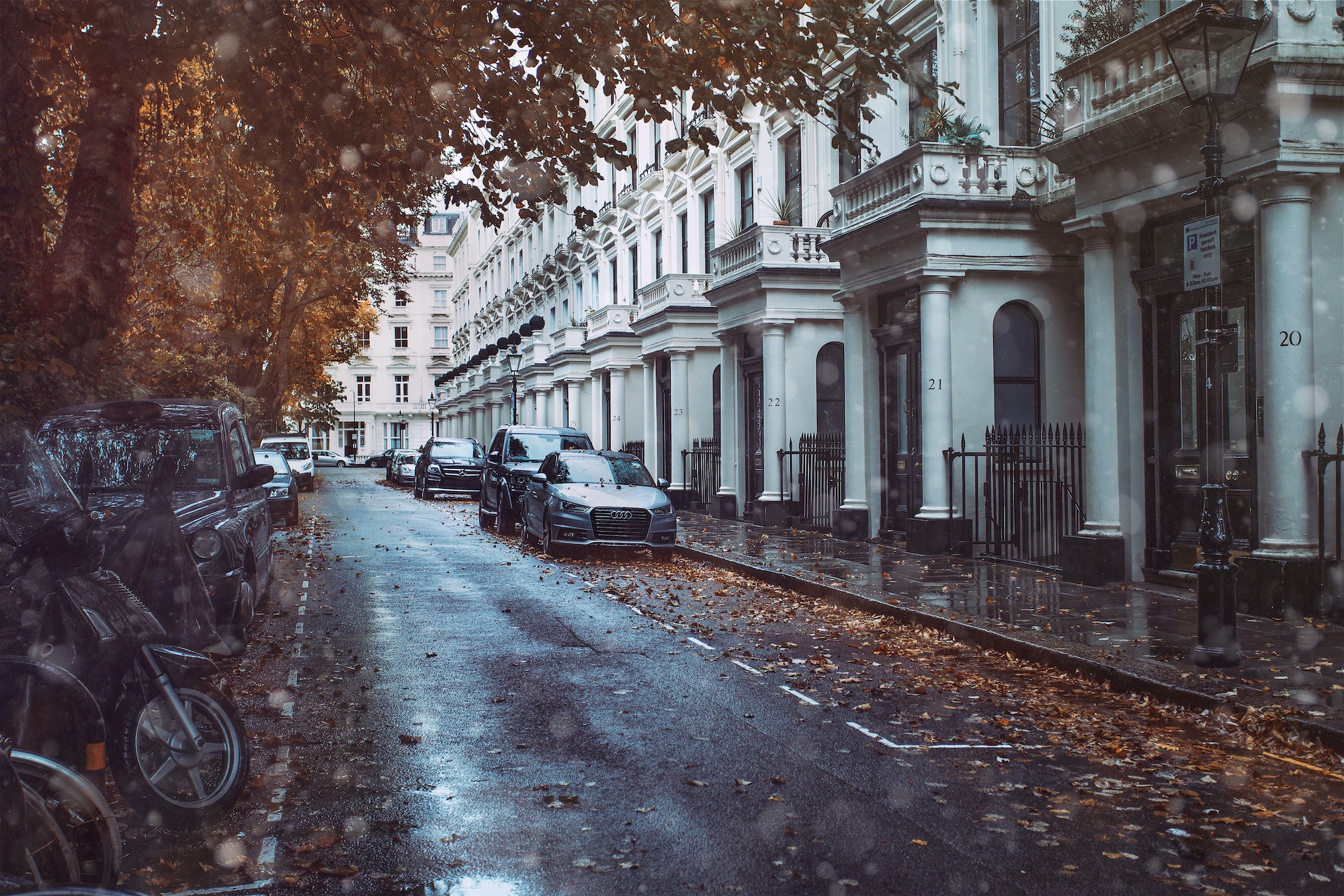 london street in fall