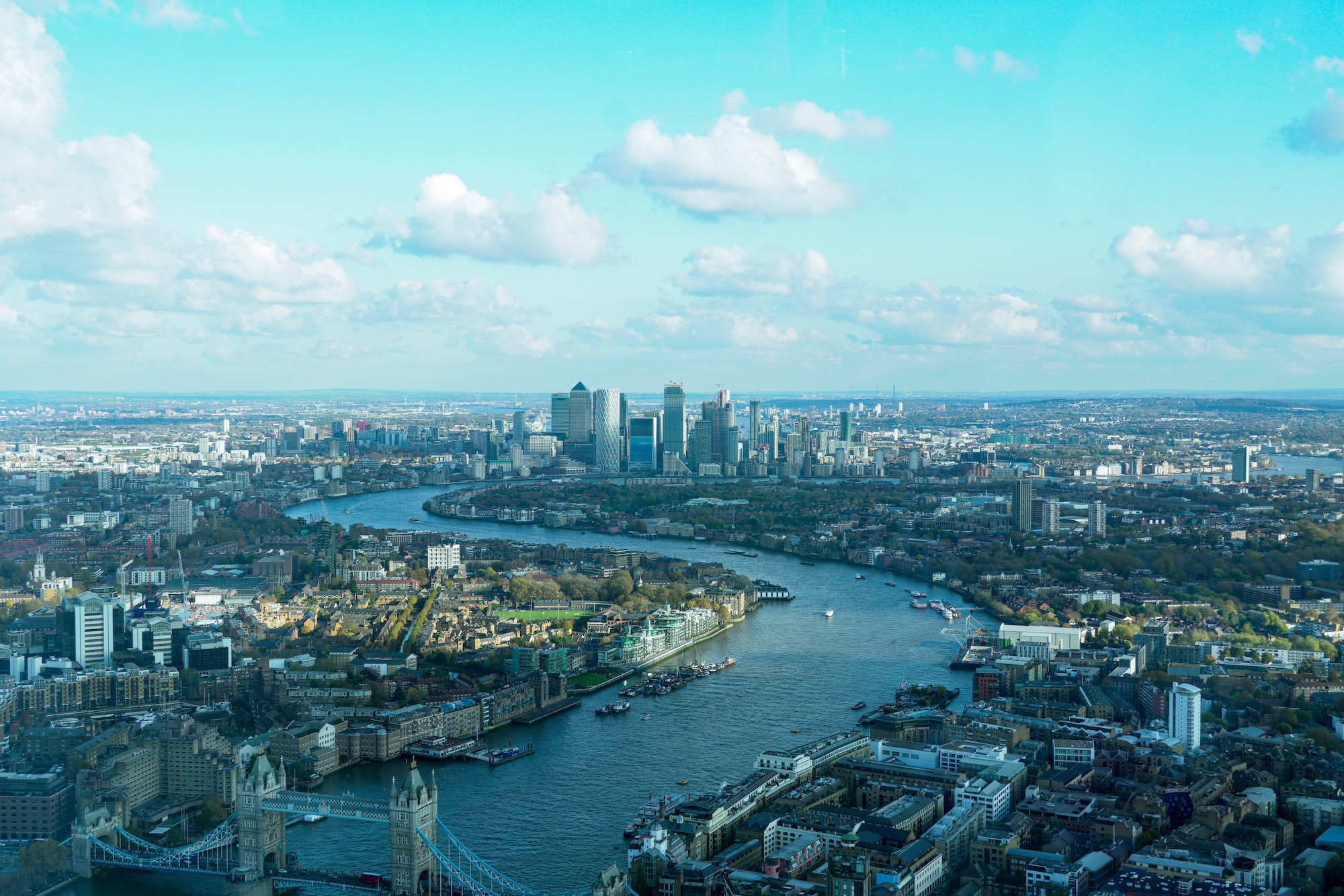 aerial view of the city of London